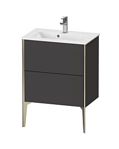 Duravit Meuble sous-vasque XViu XV44880B180 61 x 59,4 x 39 cm, graphite super mat, 2 coulissants, debout, champagne mat