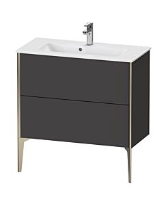 Duravit Meuble sous-vasque XViu XV44890B180 81 x 59,4 x 39 cm, graphite super mat, 2 coulissants, debout, champagne mat