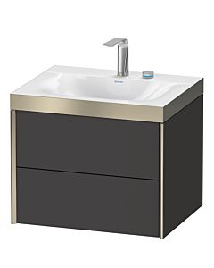 Duravit XViu Waschtisch-Unterschrank XV4614EB180P 60x48cm, 2 Schubkästen, 2 Hahnlöcher, champagner matt, Rahmen P, graphit supermatt
