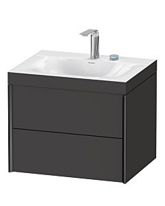 Duravit XViu Waschtisch-Unterschrank XV4614EB280C 60x48cm, 2 Schubkästen, 2 Hahnlöcher, schwarz matt, Rahmen C, graphit supermatt