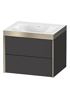 Duravit XViu Waschtisch-Unterschrank XV4614NB180P 60x48cm, 2 Schubkästen, ohne Hahnloch, champagner matt, Rahmen P, graphit supermatt