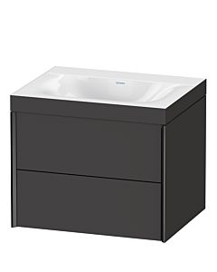 Duravit XViu Waschtisch-Unterschrank XV4614NB280C 60x48cm, 2 Schubkästen, ohne Hahnloch, schwarz matt, Rahmen C, graphit supermatt