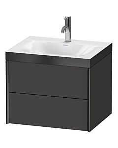 Duravit XViu vanity unit XV4614OB280P 60x48cm, 2 drawers, 2000 tap hole, black matt, Rahmen P, graphite supermatt