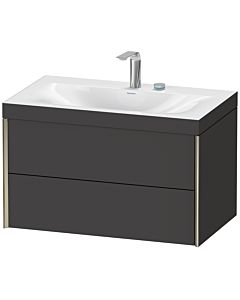 Duravit Meuble sous-vasque XViu XV4615EB180C 80x48cm, 2 tiroirs, 2 trous pour robinetterie, champagne mat, Rahmen C, graphite supermatt