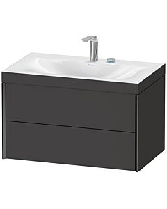 Duravit Meuble sous-vasque XViu XV4615EB280C 80x48cm, 2 tiroirs, 2 trous pour robinetterie, noir mat, Rahmen C, graphite supermatt