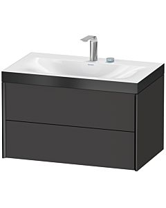 Duravit XViu Waschtisch-Unterschrank XV4615EB280P 80x48cm, 2 Schubkästen, 2 Hahnlöcher, schwarz matt, Rahmen P, graphit supermatt