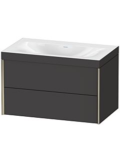 Duravit Meuble sous-vasque XViu XV4615NB180C 80x48cm, 2 tiroirs, sans trou pour robinet, champagne mat, Rahmen C, graphite supermatt