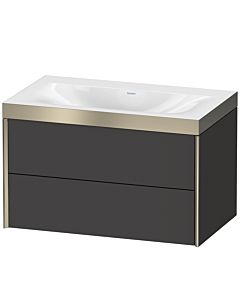 Duravit Meuble sous-vasque XViu XV4615NB180P 80x48cm, 2 tiroirs, sans trou pour robinet, champagne mat, Rahmen P, graphite supermatt