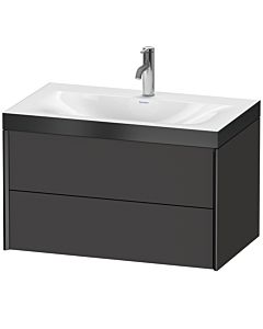 Duravit XViu vanity unit XV4615OB280P 80x48cm, 2 drawers, 2000 tap hole, black matt, Rahmen P, graphite supermatt