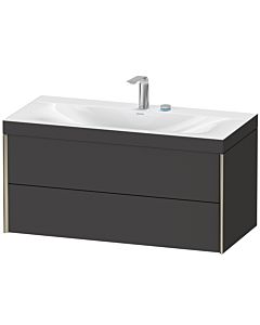 Duravit XViu Waschtisch-Unterschrank XV4616EB180C 100x48cm, 2 Schubkästen, 2 Hahnlöcher, champagner matt, Rahmen C, graphit supermatt