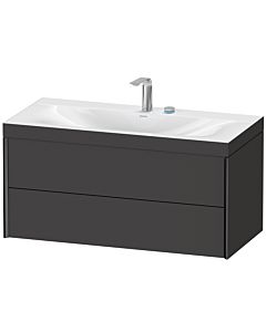 Duravit Meuble sous-vasque XViu XV4616EB280C 100x48cm, 2 tiroirs, 2 trous pour robinetterie, noir mat, Rahmen C, graphite super mat