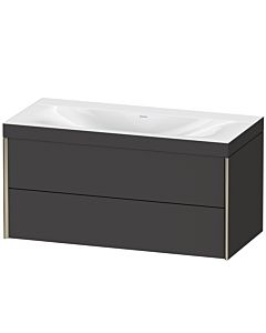 Duravit XViu Waschtisch-Unterschrank XV4616NB180C 100x48cm, 2 Schubkästen, ohne Hahnloch, champagner matt, Rahmen C, graphit supermatt