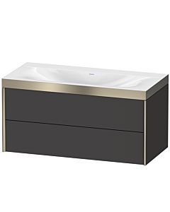 Duravit XViu Waschtisch-Unterschrank XV4616NB180P 100x48cm, 2 Schubkästen, ohne Hahnloch, champagner matt, Rahmen P, graphit supermatt