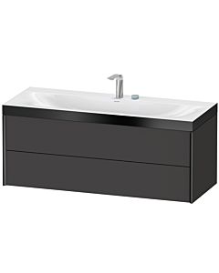 Duravit Meuble sous-vasque XViu XV4617EB280P 120x48cm, 2 tiroirs, 2 trous pour robinetterie, noir mat, Rahmen P, graphite supermatt