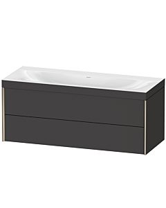 Duravit XViu vanity unit XV4617NB180C 120x48cm, 2 drawers, without tap hole, matt champagne, Rahmen C, graphite supermatt