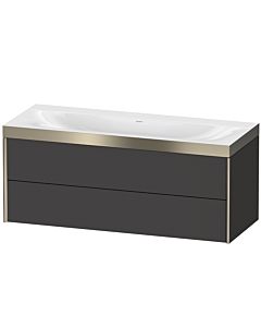 Duravit XViu vanity unit XV4617NB180P 120x48cm, 2 drawers, without tap hole, matt champagne, Rahmen P, graphite supermatt