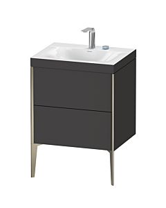 Duravit Meuble sous-vasque XViu XV4709EB180C 60x48cm, 2 coulissants, 2 trous pour robinetterie, champagne mat, Rahmen C, graphite supermatt
