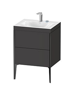 Duravit XViu vanity unit XV4709EB280C 60x48cm, 2 pull-outs, 2 tap holes, matt black, Rahmen C, graphite super matt