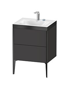 Duravit XViu vanity unit XV4709EB280P 60x48cm, 2 pull-outs, 2 tap holes, matt black, Rahmen P, graphite super matt