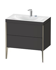 Duravit XViu vanity unit XV4710EB180C 80x48cm, 2 pull-outs, 2 tap holes, matt champagne, Rahmen C, graphite supermatt