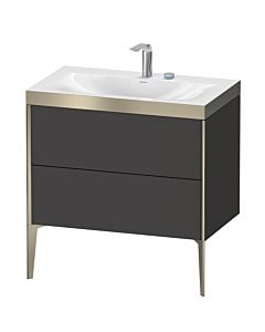 Duravit XViu Waschtisch-Unterschrank XV4710EB180P 80x48cm, 2 Auszüge, 2 Hahnlöcher, champagner matt, Rahmen P, graphit supermatt