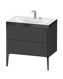 Duravit XViu vanity unit XV4710EB280P 80x48cm, 2 pull-outs, 2 tap holes, matt black, Rahmen P, graphite supermatt