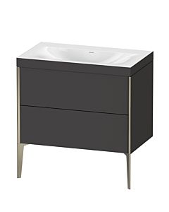 Duravit XViu vanity unit XV4710NB180C 80x48cm, 2 pull-outs, without tap hole, matt champagne, Rahmen C, graphite supermatt