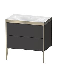 Duravit XViu Waschtisch-Unterschrank XV4710NB180P 80x48cm, 2 Auszüge, ohne Hahnloch, champagner matt, Rahmen P, graphit supermatt