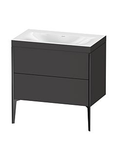 Duravit Meuble sous-vasque XViu XV4710NB280C 80x48cm, 2 coulissants, sans trou pour robinet, noir mat, Rahmen C, graphite supermatt