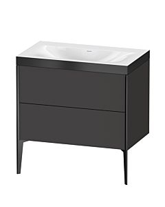 Duravit XViu vanity unit XV4710NB280P 80x48cm, 2 pull-outs, without tap hole, matt black, Rahmen P, graphite super matt