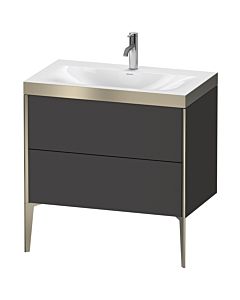 Duravit meuble XViu XV4710OB180P 80x48cm, 2 2000 - out, Match2 trou de coulée, champagne mat, Rahmen P, Supermatt graphite