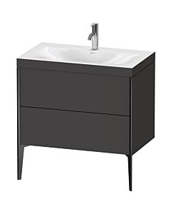 Duravit meuble XViu XV4710OB280C 80x48cm, 2 2000 - out, Match2 trou de coulée, noir mat, Rahmen C, Supermatt graphite