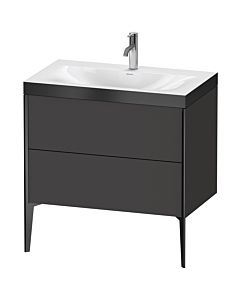 Duravit XViu vanity unit XV4710OB280P 80x48cm, 2 2000 outs, match2 tap hole, black matt, Rahmen P, graphite supermatt