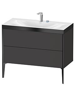 Duravit XViu vanity unit XV4711EB280P 100x48cm, 2 pull-outs, 2 tap holes, matt black, Rahmen P, graphite supermatt
