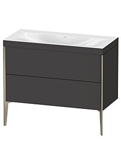 Duravit Meuble sous-vasque XViu XV4711NB180C 100x48cm, 2 coulissants, sans trou pour robinet, champagne mat, Rahmen C, graphite supermatt