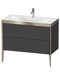 Duravit meuble XViu XV4711OB180P 100x48cm, 2 2000 - out, Match2 trou de coulée, champagne mat, Rahmen P, Supermatt graphite