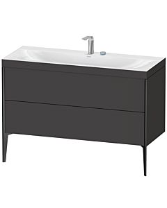Duravit Meuble sous-vasque XViu XV4712EB280C 120x48cm, 2 tiroirs, 2 trous pour robinetterie, noir mat, Rahmen C, graphite supermatt