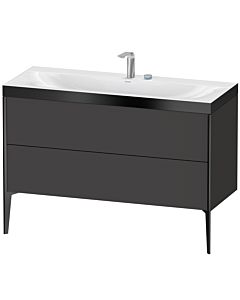 Duravit XViu Waschtisch-Unterschrank XV4712EB280P 120x48cm, 2 Schubkästen, 2 Hahnlöcher, schwarz matt, Rahmen P, graphit supermatt
