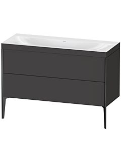 Duravit XViu Waschtisch-Unterschrank XV4712NB280C 120x48cm, 2 Schubkästen, ohne Hahnloch, schwarz matt, Rahmen C, graphit supermatt