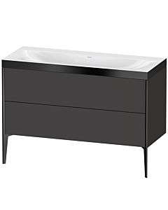 Duravit XViu Waschtisch-Unterschrank XV4712NB280P 120x48cm, 2 Schubkästen, ohne Hahnloch, schwarz matt, Rahmen P, graphit supermatt