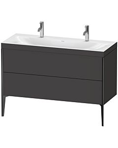 Duravit XViu vanity unit XV4713OB280C 120x48cm, 2 pull-outs, without tap hole, black matt, Rahmen C, graphite supermatt