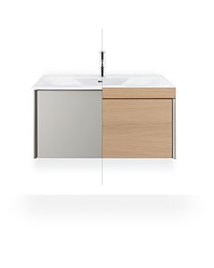 Duravit XViu vanity unit XV4610OB171C 80x48cm, 2000 pull-out, 2000 tap hole, matt champagne, Rahmen C, mediterranean oak