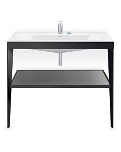 Duravit furniture washbasin combination XV4716EB240 100 x 48 cm, 2 tap holes, black high gloss, with metal console, black matt