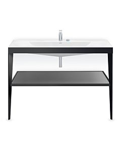 Duravit furniture washbasin combination XV4717EB240 120 x 48 cm, 2 tap holes, black high gloss, with metal console, black matt