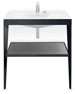 Duravit furniture washbasin combination XV4715EB240 80 x 48 cm, 2 tap holes, black high-gloss, with metal console, black matt