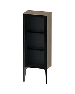 Duravit high cabinet XV1360LB235 40x24x89cm, glass door, matt black, door on the left, terra oak