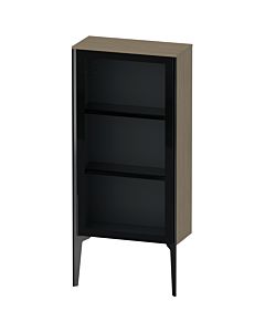 Duravit high cabinet XV1361RB235 50x24x89cm, glass door, matt black, door on the right, terra oak