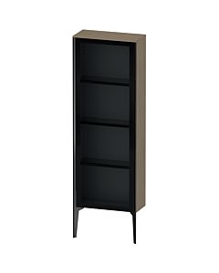 Duravit high cabinet XV1366LB235 50x24x133cm, glass door, matt black, door on the left, terra oak