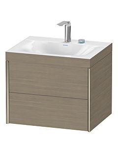 Duravit Meuble sous-vasque XViu XV4614EB135C 60x48cm, 2 tiroirs, 2 trous pour robinetterie, champagne mat, Rahmen C, chêne terra