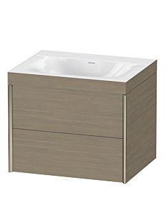 Duravit XViu vanity unit XV4614NB135C 60x48cm, 2 drawers, without tap hole, matt champagne, Rahmen C, terra oak